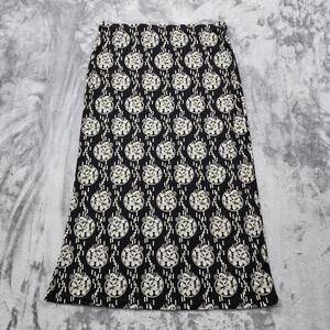Liz Claiborne Skirt Womens L‎ Black Beige Floral Maxi Pull On Modest Office